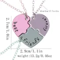 Dreiteilige Best Friends Forever Herz Puzzle Kette Set in Pink Lila und Blaugrün - A3334