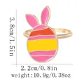 Colorful Easter egg napkin ring with pink bunny ears and gold metal band dimensions - Striped Egg Bunny (Z1348-2)