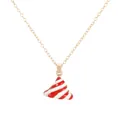 Collana di Natale con ciondolo a righe bianche e rosse stile bastoncino di zucchero - Pendente a Righe Rosse e Bianche (A3323-17)