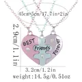 Dreiteilige Herz-Puzzle Freundschaftskette mit rosa, blau, lila Anhängern und Strasssteinen - Strass-Herz Dreiteiliges Set (A3335)