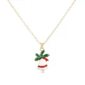 Collana natalizia dorata con ciondolo a campana bianca e decorazioni di foglie d'agrifoglio - Stile Campana Bianca con Fiocco (A3323-18)