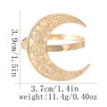 Golden crescent moon napkin ring with star engraving, 3.9cm height by 3.7cm width dimensions - Carved Star Pattern Moon Style (Z1351-2)