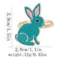 Teal enamel rabbit napkin ring with gold edges and size dimensions 3.9cm by 2.8cm - Greenish Bunny (Z1348-4)