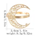 Golden crescent moon napkin ring with star patterns and hollow-out metal details - Large Hollow Moon Style (Z1351-3)