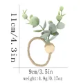 Portatovagliolo in corda di lino con foglie di eucalipto e perla in legno naturale - Stile Foglia di Eucalyptus Con Perla di Legno (Z1352-1)