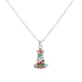 Collana con ciondolo a cappello natalizio in smalto colorato e strass scintillanti - Stile Cappello di Natale Colorato (A3323-21)