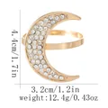 Golden moon napkin ring with clear rhinestones, 4.4cm high, luxury party table decor - Full Rhinestone Inlaid Moon Style (Z1351-4)