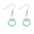 Elegant faceted crystal hoop earrings with a soft blue and purple gradient on silver hooks - Iridescent Light Blue Pink Earrings (F1574-1)