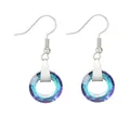 Blue-purple gradient crystal drop earrings with silver hooks and faceted round pendants - Iridescent Dark Blue Purple Earrings (F1574-2)