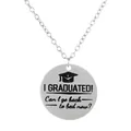 Silver graduation necklace with doctoral cap engraving and funny quote pendant - Humorous Quote Necklace (GA1042-2)