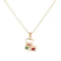 Collana con pendente a calza di Natale dorata con smalto bianco e stelline - Stile Calza con Stelle Dorata (A3323-25)