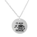 Class of 2025 Senior stainless steel necklace with engraved round pendant and cap - Class of 2025 Senior Necklace (GA1042-3)