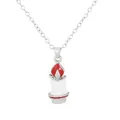 Collana in lega d'argento con un ciondolo a forma di candela natalizia in smalto rosso - Stile Candela Argentato (A3323-27)