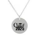 Silver stainless steel Class of 2025 graduation necklace with mortarboard pendant - Simple Class of 2025 Necklace (GA1042-4)