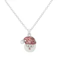 Collana con pendente Babbo Natale in smalto rosso e perla su catena in metallo argento - Stile Babbo Natale Argentato (A3323-29)