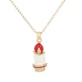 Collana di Natale con catena dorata e ciondolo a candela bianca e fiamma rossa - Stile Candela Dorato (A3323-26)