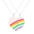 Regenbogen Herz-Puzzle-Halsketten Set für beste Freunde aus Silber-Legierung - Regenbogen Streifen Herz Stil (A3351)