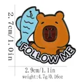 Cartoon capibara emaille speld met Follow Me tekst, 2,9cm schattige dierenbadge - Follow Me Stijl (C3069-1)