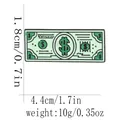 Detail showing the 1.8cm by 4.4cm size and 10g weight of the dollar bill enamel pin - Banknote Style (C3080-1)