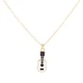 Retro mixed color guitar pendant necklace with gold metal chain and musical theme - Black And White Guitar Style (A3361-1)