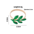 Golden leaf napkin ring with dark green enamel finish and 3.3cm diameter loop - Green Leaf Enamel Style (Z1014-4)