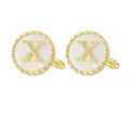 French cufflink in gold finish featuring letter X with white shell inlay for men - Letter X Style (P1119-X)