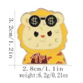 Cartoon Löwe Pin mit goldener Dollar-Sonnenbrille, Abmessungen 3,2 cm x 2,8 cm - Löwe (C3073-5)