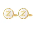 French cufflink in gold plating with white mother of pearl and letter Z emblem - Letter Z Style (P1119-Z)