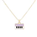 Artistic piano necklace with a gold-tone musical keyboard pendant in purple enamel - Purple Piano Keyboard Style (A3346-4)