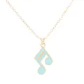 Elegant gold musical note pendant necklace with light blue enamel finish for women - Light Blue Note Style (A3346-5)