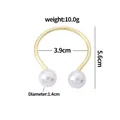 Rond de serviette fer à cheval doré avec perles blanches élégantes pour décoration - Style Fer à Cheval Double Perle (Z1050-1)