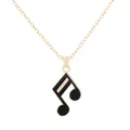 Elegant gold chain necklace with a black enamel musical sixteenth note pendant - Black Note Style (A3346-6)