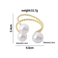 Rond de serviette doré torsadé avec perles blanches, taille 5,4 cm et poids de 11,7 g - Style Trois Perles (Z1050-3)