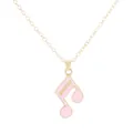Elegant gold-tone chain necklace with a pastel pink musical note pendant in enamel finish - Pink Note Style (A3346-8)