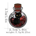 Cartoon black cat potion bottle enamel pin with red rose and dimension details - Cat Inside Bottle Style (C3102-1)