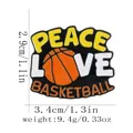 Detail showing dimensions of Peace Love Basketball enamel pin with 1.3 inch width - Peace Love Basketball Pattern (C3099-1)
