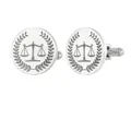 Boutons de manchette en acier inoxydable argenté avec balance de justice gravée - Style Balance de la Justice (GB0004-1)
