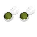 Gemelos clásicos de plata con piedras preciosas redondas de color verde oscuro para hombre - Verde oscuro