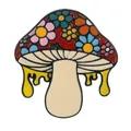 Spilla in smalto a fungo psichedelico con motivi floreali colorati e goccia gialla - Rosso