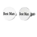 Polished silver stainless steel Best Man cufflinks for men's business shirts - Best Man Style (GB0003-4)