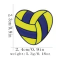 Broche de voleibol con forma de corazón esmaltado en amarillo y azul estilo ins - Estilo Voleibol Forma Corazón Amarillo Azul (C3100-1)