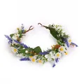 Blumenkranz Stirnband mit weißen Gänseblümchen Lavendel und grünen Blättern für Partys - Weiße Gänseblümchen Und Lila Lavendel Stil (W1216)