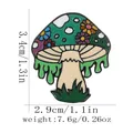 Cartoon green mushroom enamel pin with colorful flower details and liquid drip design - Light Green Flower Style (C3097-2)