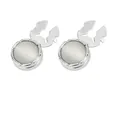 Gemelos redondos plateados con piedra ojo de gato gris para trajes formales de hombre - Gris claro