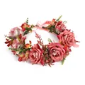Blumenkranz Haarschmuck mit rosa Rosen und roten Beeren für Hochzeitsfotografie - Vintage Rot Und Rosa Rose Stil (W1217)