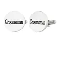 Pair of silver stainless steel cufflinks with Groomsman text for wedding shirts - Groomsman Style (GB0003-2)