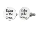 Silver round cufflinks with Father of the Groom engraving for men's formal shirts - Father of the Groom Style (GB0003-3)