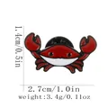 Red crab enamel pin badge for backpacks with measurements 1.4cm height and 2.7cm width - Crab Shape (C3098-6)
