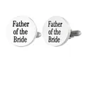 Boutons de manchette argentés avec gravure Father of the Bride pour mariages - Style Father of the Bride (GB0003-6)