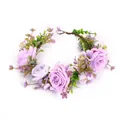 Böhmisches Blumen-Stirnband mit lila Stoffrosen und grünen Blättern für Hochzeiten - Lila Rose Stil (W1219)